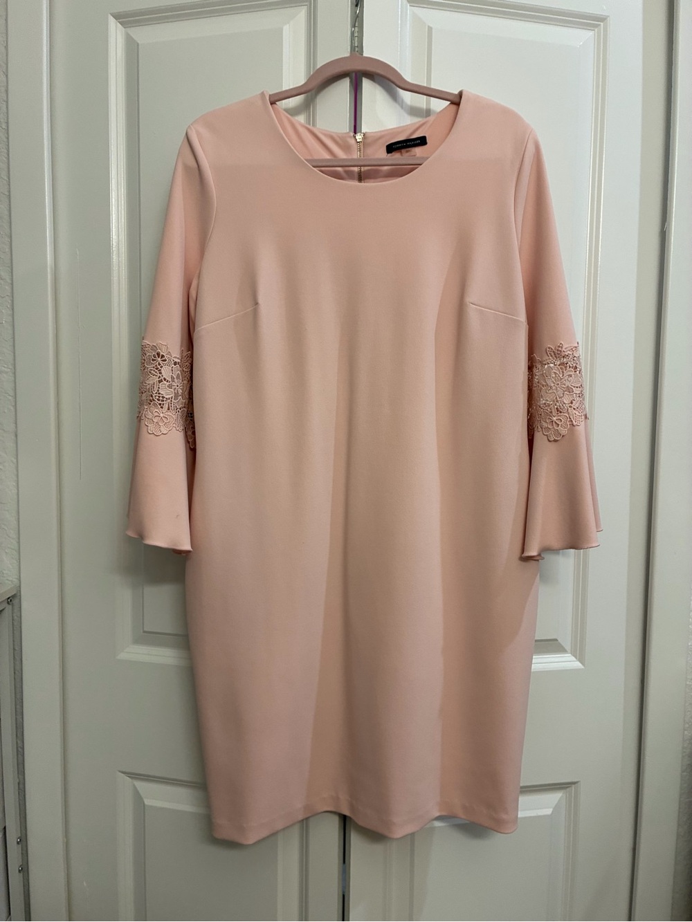 Tommy Hilfiger Blush Pink Lace-Trim Midi Dress